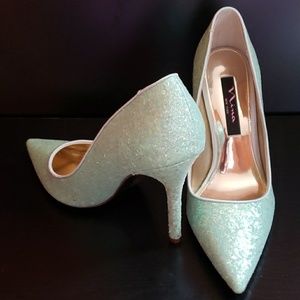 Nina New York Light Blue Glitter Heels
